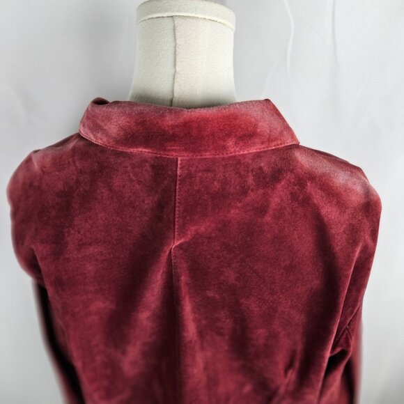 Bernardo Nordstrom Suede Washable Leather Jacket Size 1X Burgundy NWT Flaw - Picture 3 of 12